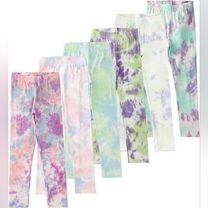 NEW! 6 Pack Size 5-6 Girls Pants leggings. Tie Dye, Super soft.